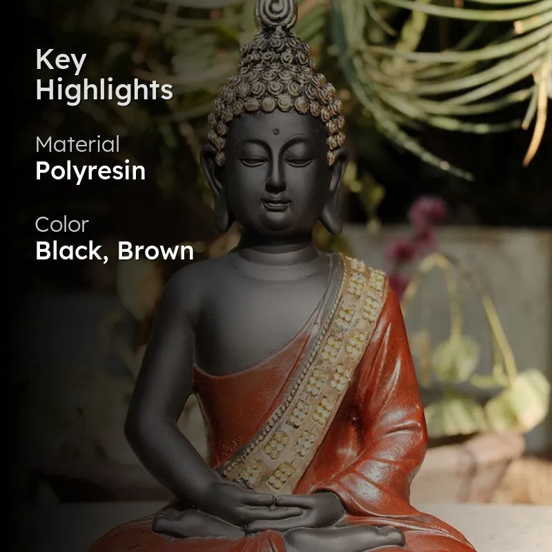Buddha In Meditation Statue- Brown media 2