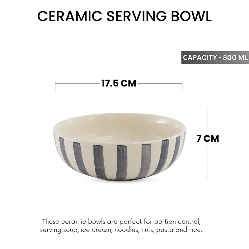 Cross Strips Ceramic Serving Bowl (800mL)- Set Of Two media 8