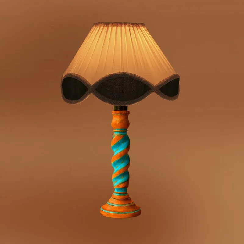 Elara Zylo Wooden Table Lamp - OffWhite media 7