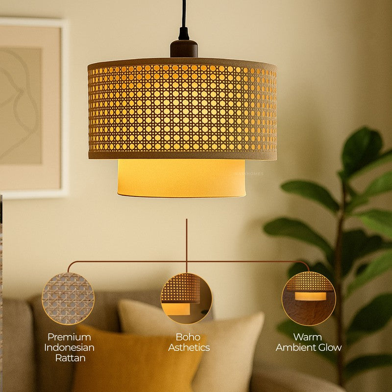 Darlinor Rattan Boho Ceiling Lamp - Brown media 9