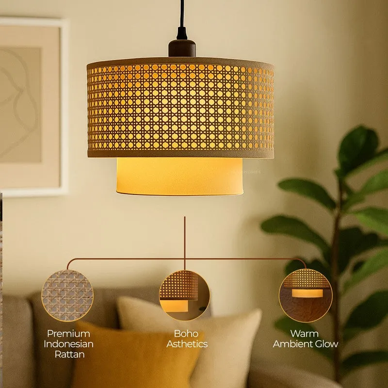 Darlinor Rattan Boho Ceiling Lamp - Brown media 9