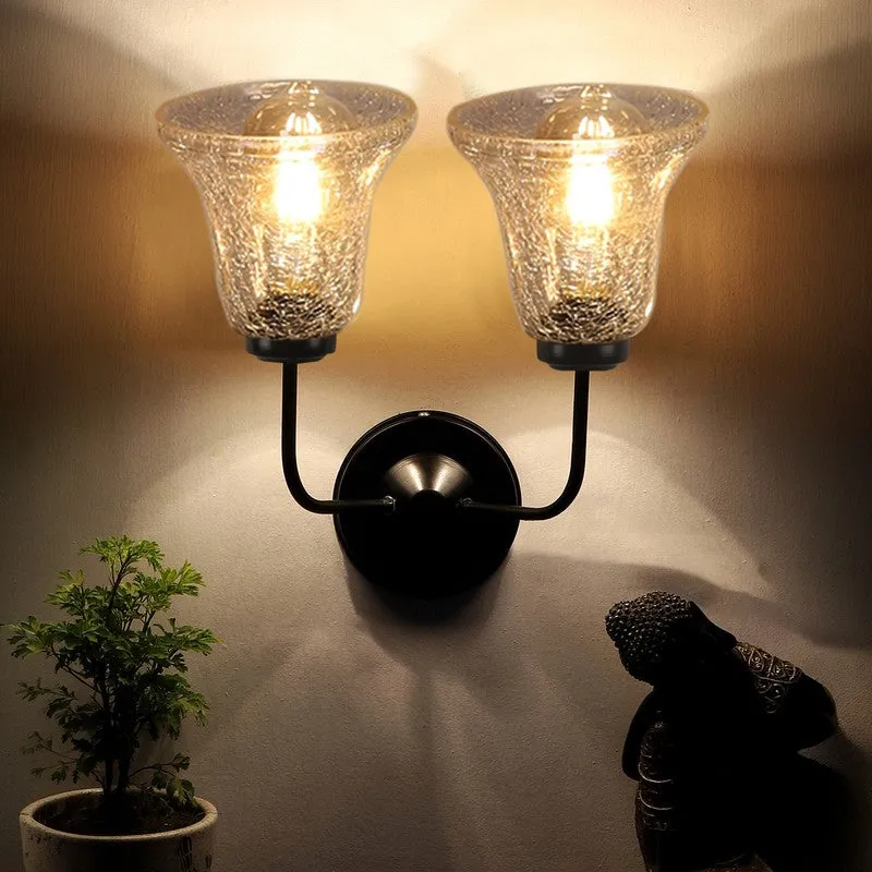 Crystal Flare Tiwn Shade Glass Wall Lamp media 4