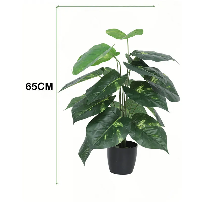 Leaf Line Artificial Plant With Black Plastic Pot - 2.5 Feet media 6