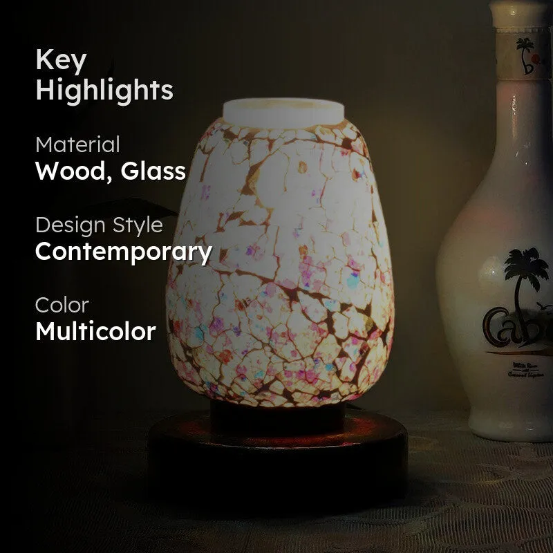Aurylin Glass Table Lamp With Wooden Base - Multicolor media 2