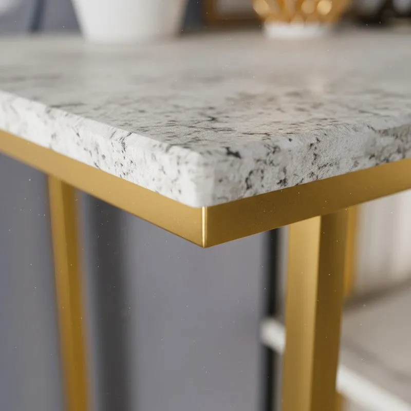 Sophisticated Metal Console Table with Marble Top - Large media 3