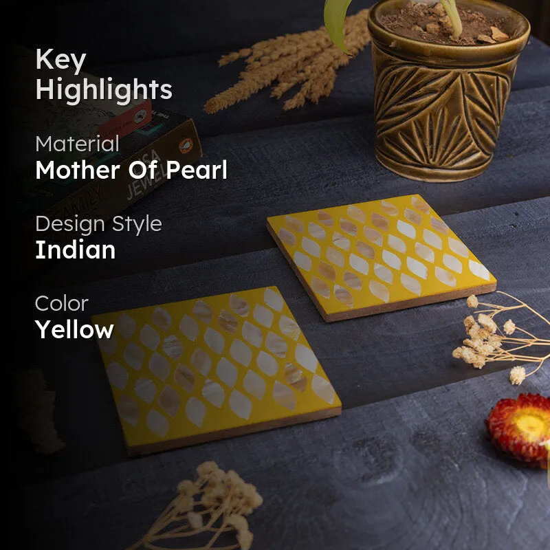Celestria Mother Of Pearl Coaster (Yellow) - Set Of Two media 2