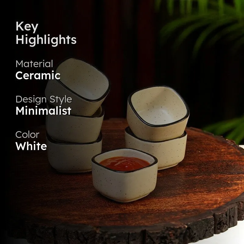 Culinex Ceramic Dip Bowls (White ,50 mL Each) - Set Of Six media 2