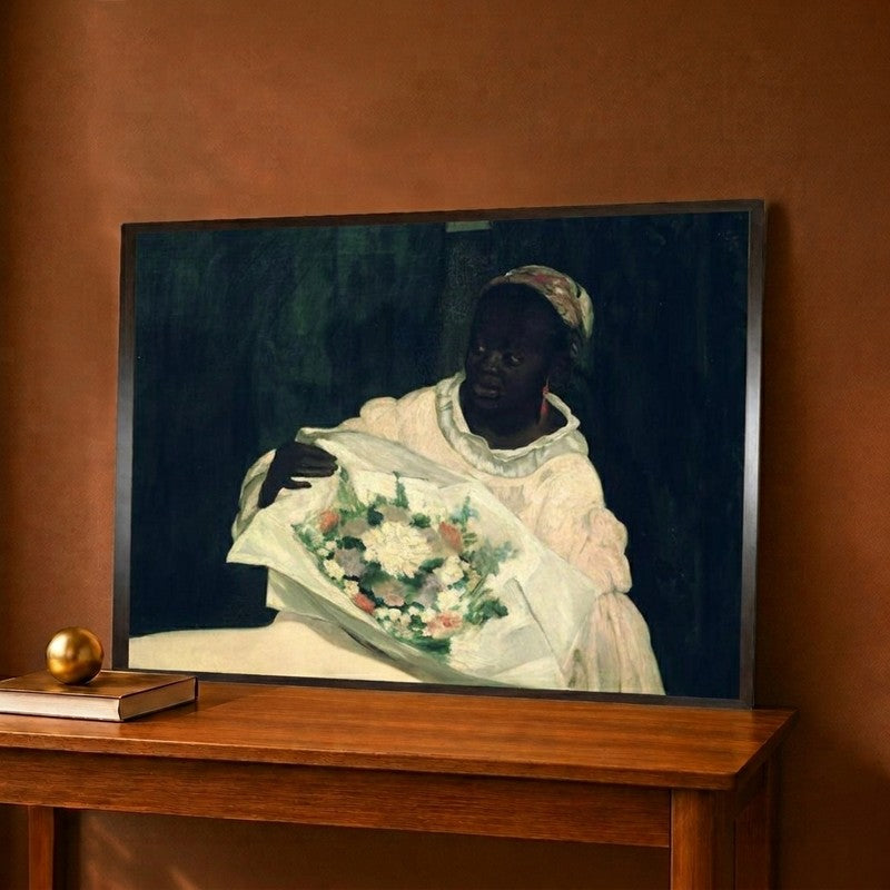 Olympia Detail of the Black Servant 1863 Canvas Wall Painting - 12 x 9 Inches