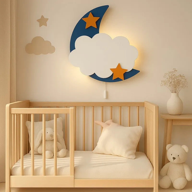 Moonlight Cloud  Battery Operated MDF Wall Lamp media 1