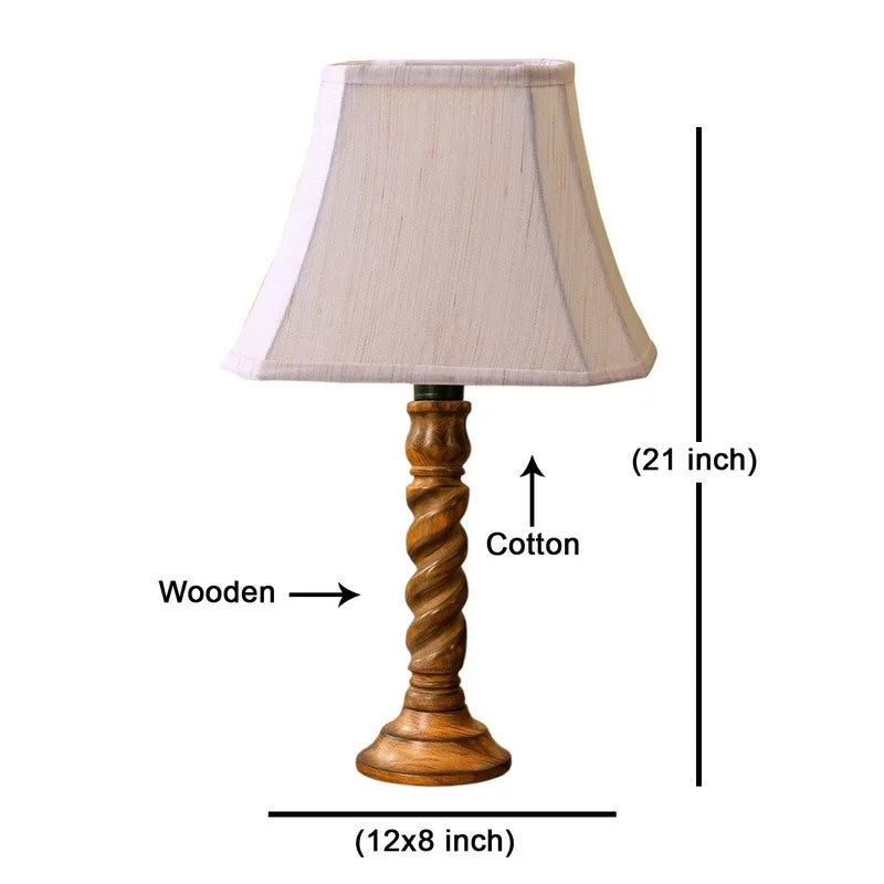 Elvane Rivo Wooden Table Lamp - OffWhite media 8