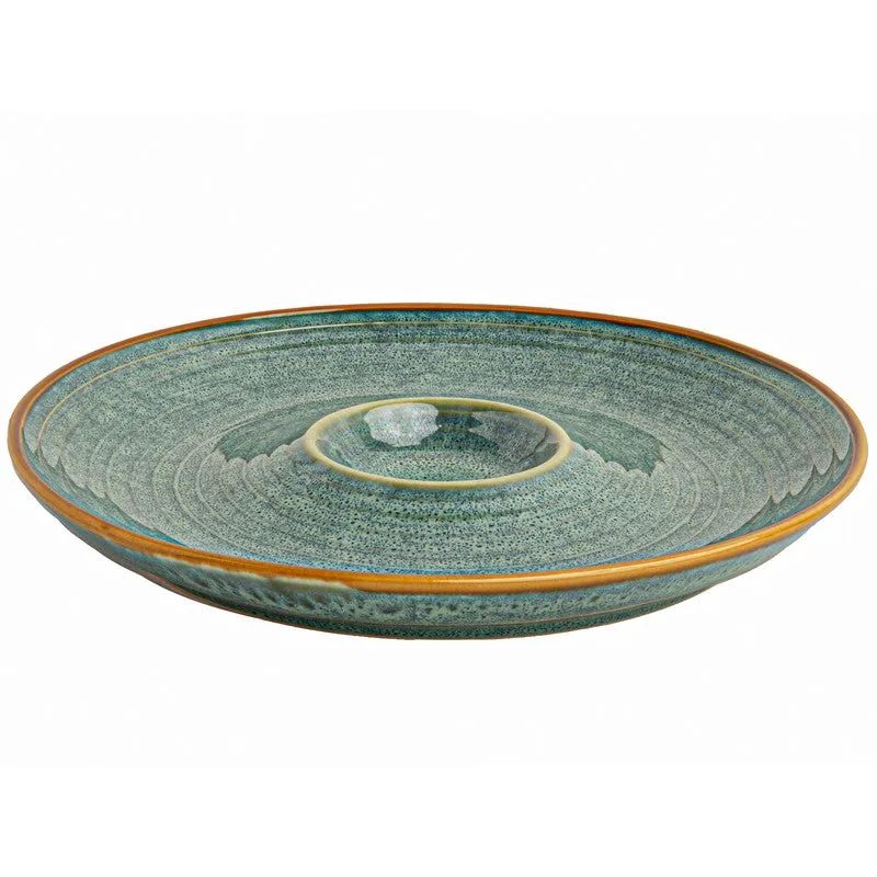 Verdant Shore Ceramic Chip n Dip Platter - Green - 4