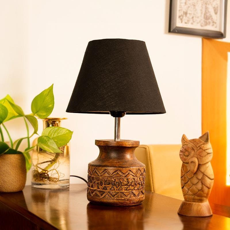 Classy With Twist Carved Fabric Table Lamp - Black,Brown media 3