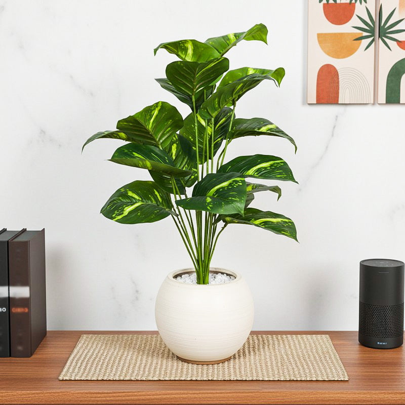 Verdura Artificial Pothos Plant With Black Plastic Pot - 2 Feet