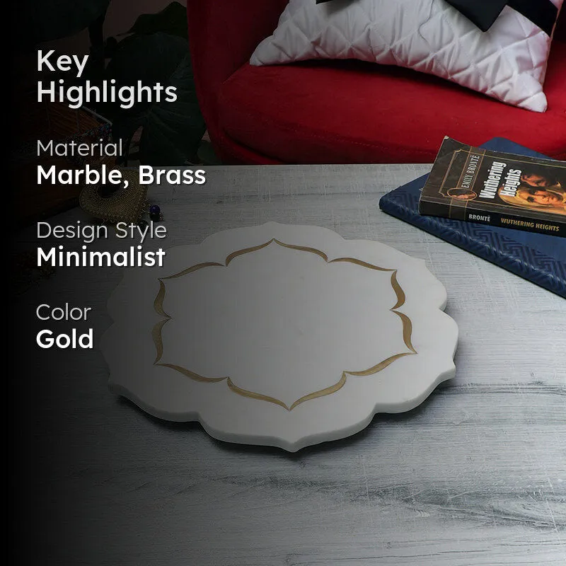 Stonova (Marble,Brass) Marble Serving Platter media 2