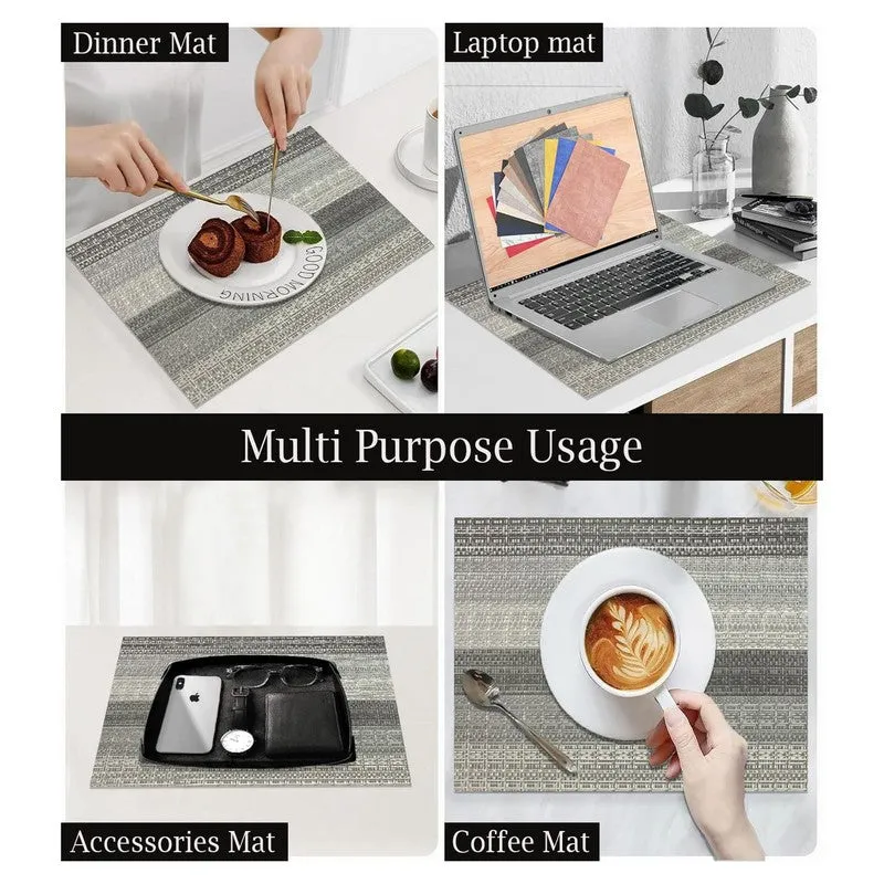 Lioren Silver Rectangle PVC Table Mats - Set Of Four media 4