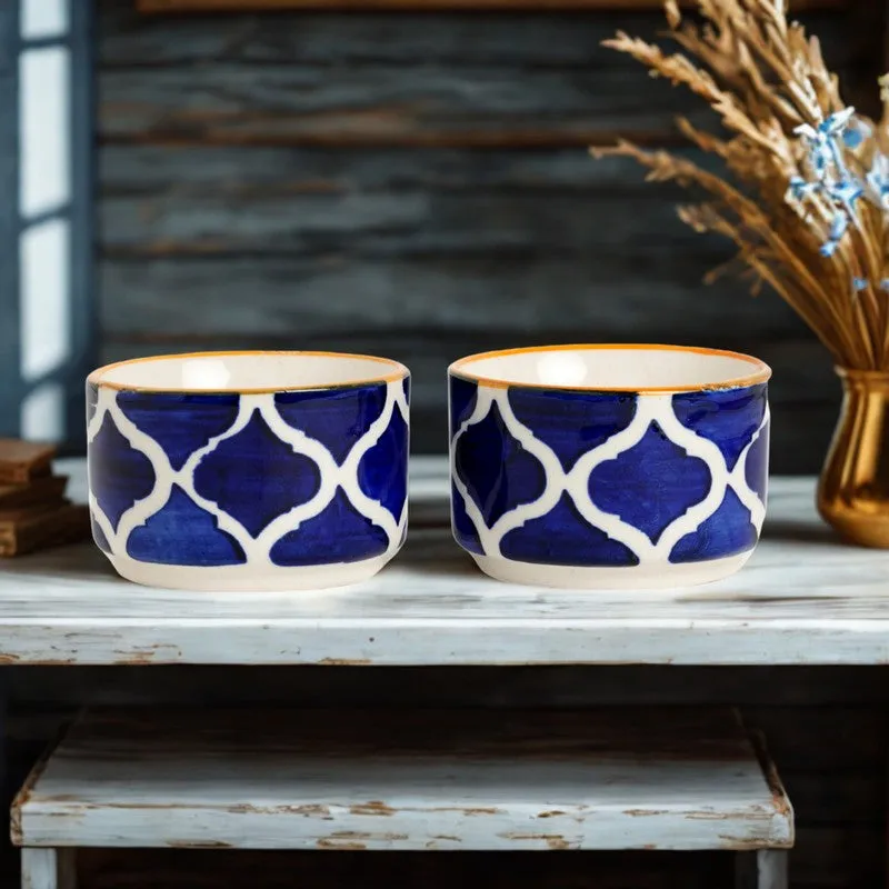 Servique Ceramic Dip Bowls (Blue,Yellow,40 mL Each) - Set Of Two media 3