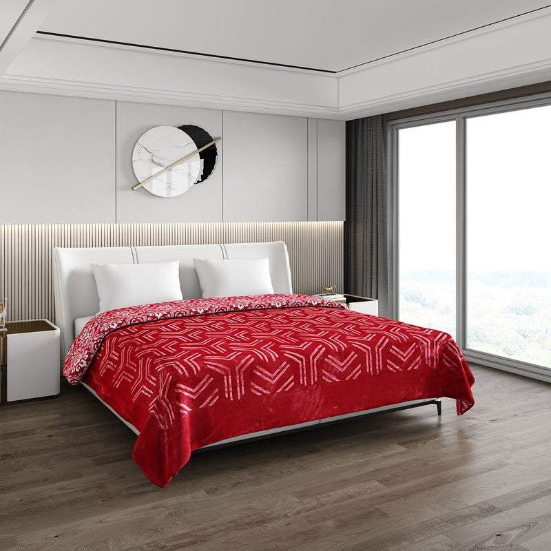Monte Carlo Crimson Dreamscape Blanket (Red)- 800 GSM - Queen/Double