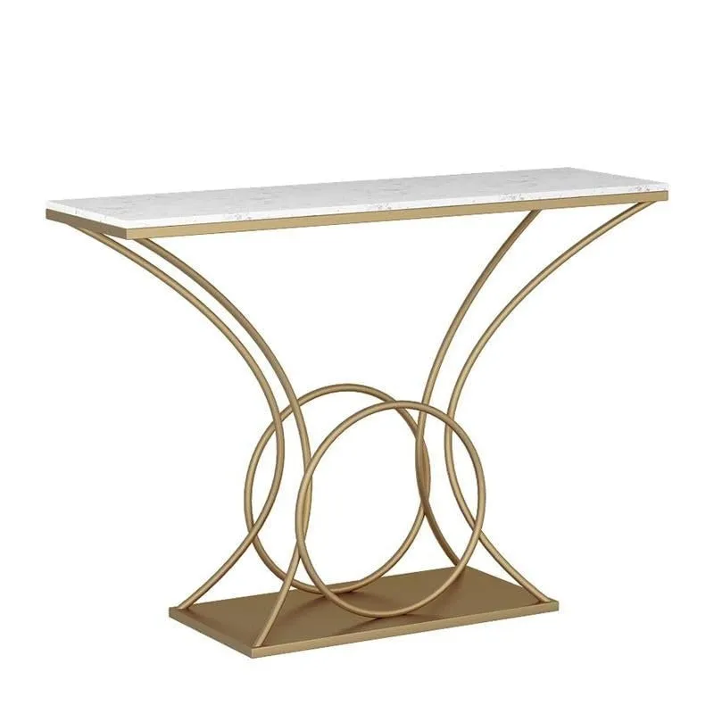 Artistic Curved Metal Console Table with Marble Top - Small media 6