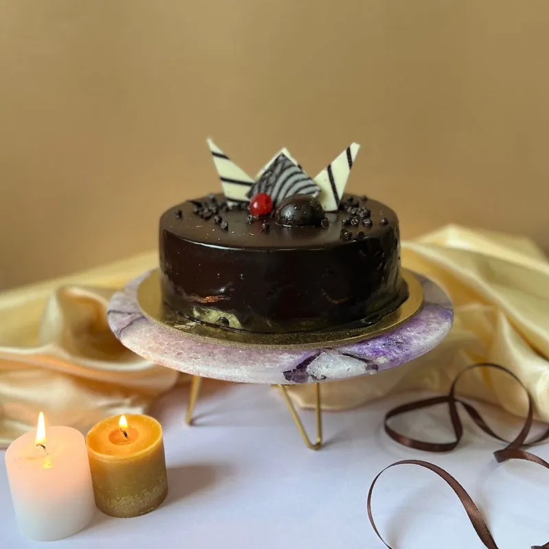 Myrla Handcrafted Agate Cake Stand - Purple media 1