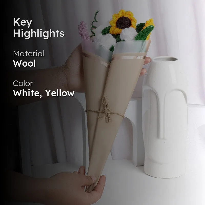 Crochet Handmade Rose Bouquet (Yellow,White) - Set Of Five media 2