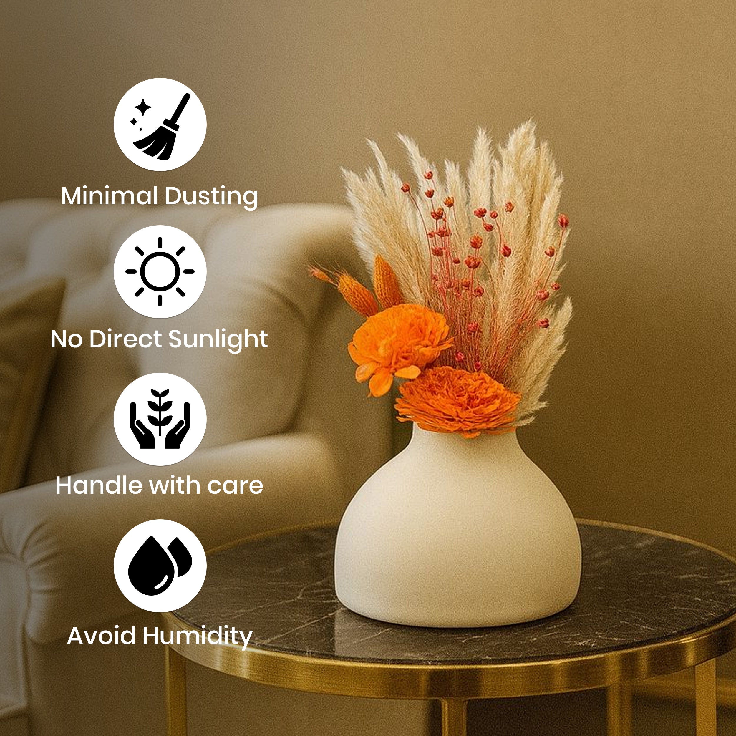 JoyBloom Artificial Flower with Ceramic Pot - Orange media 3