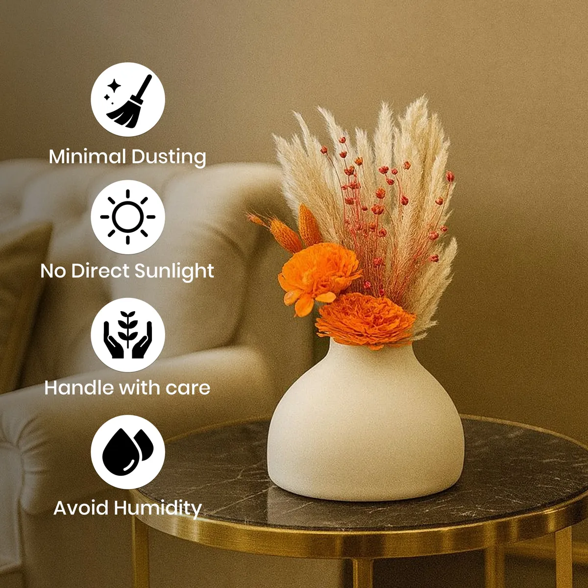 JoyBloom Artificial Flower with Ceramic Pot - Orange media 3