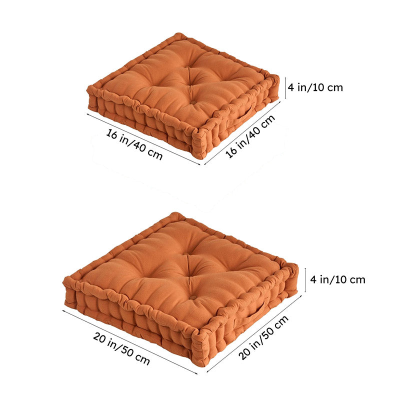 Fluffscape Solid Cotton Floor Cushion (Brown) - Set Of Two media 12