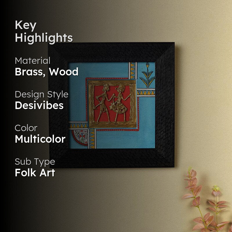 Makena Brass & Wood Wall Accent - Blue media 2