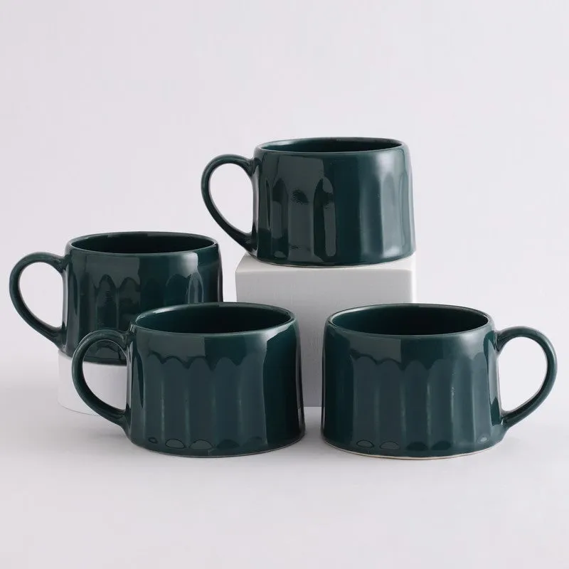 Modern Stoneware Coffee Mug (300 mL Each) - Set Of Four media 3