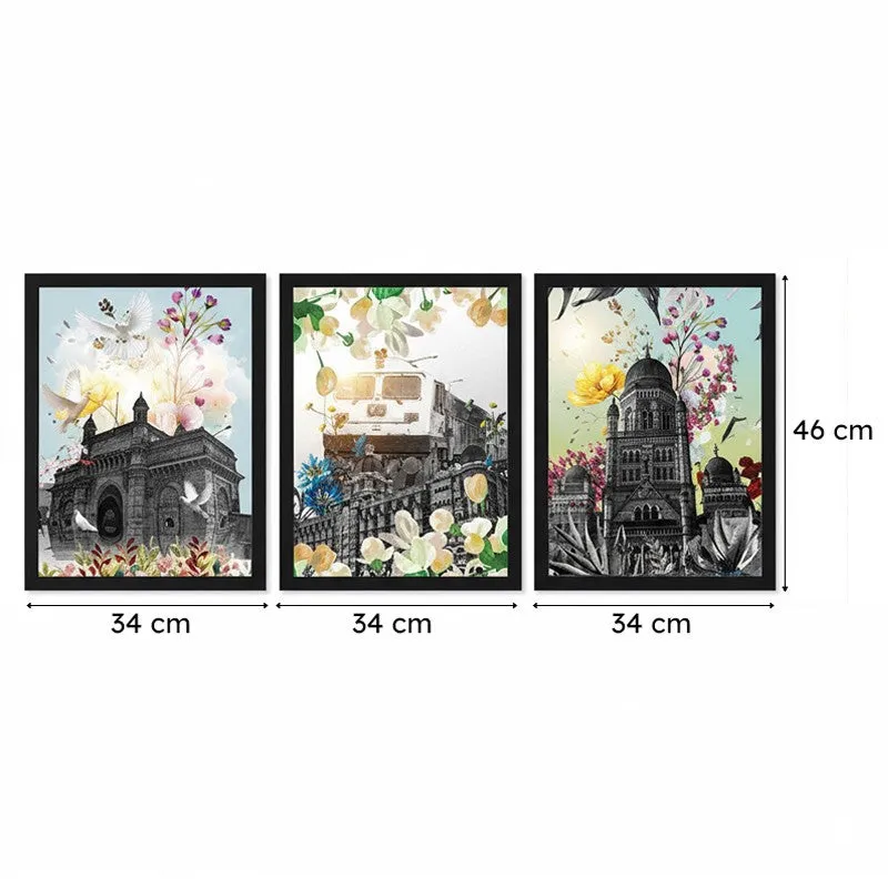City Arche Charms Wall Painting - Set of Three media 5
