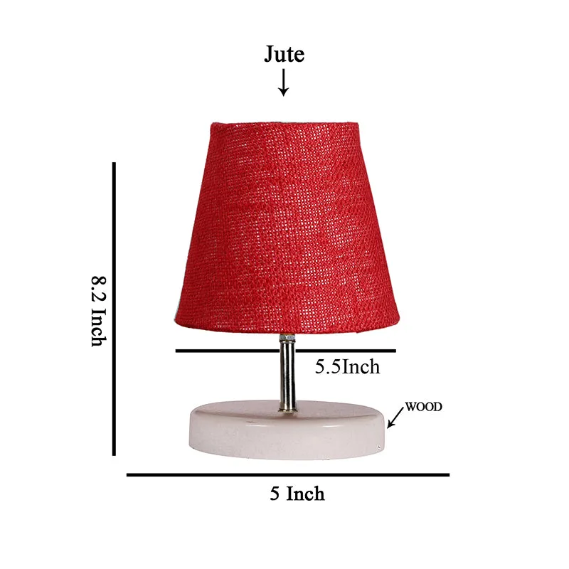 Vero Jute Table Lamp - Maroon,White media 4