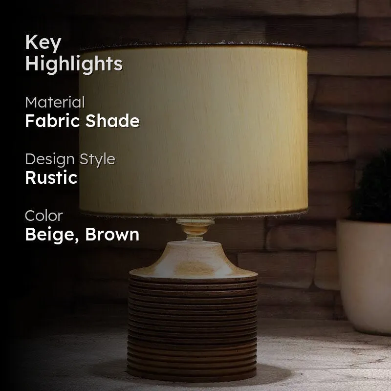 Bibboti Ribbed Fabric Table Lamp - Beige,Brown media 2