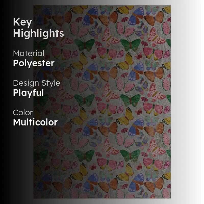 Butterfly pattern carpet with material and colour highlight overlay