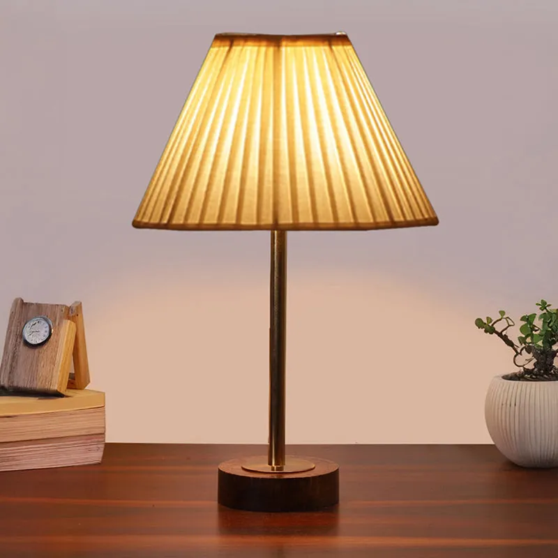 Pleatra Rodin Wooden Table Lamp - White,Gold,Brown media 2