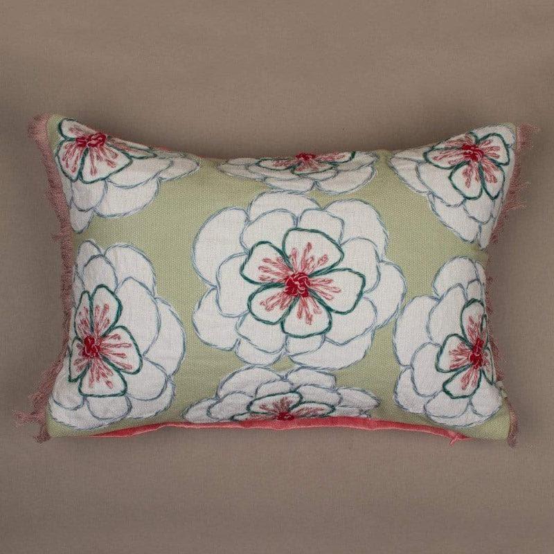 Alice Hand Embroidered Cushion Cover - Green media 2