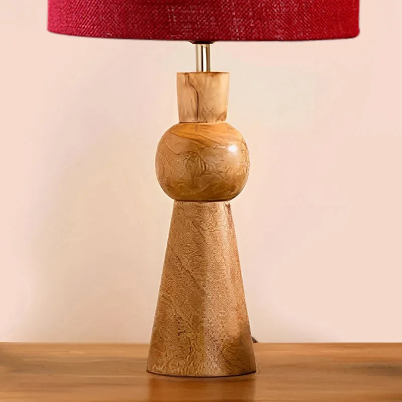 Angler Jute Wooden Table Lamp - Maroon,Brown media 3