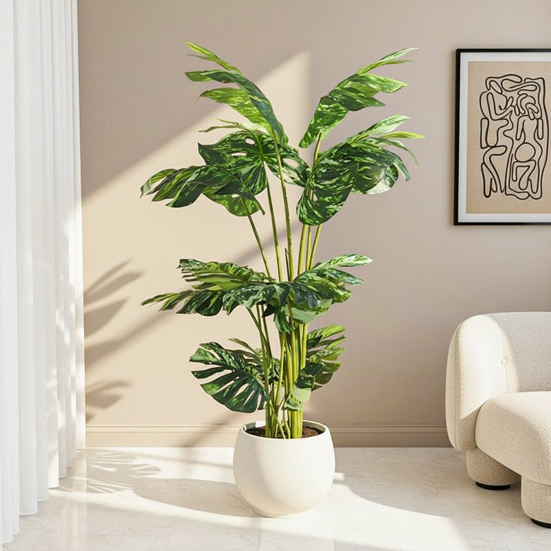 Maison Artificial Monstera With Black Plastic Pot - 4 Feet