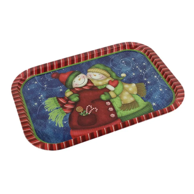 Jinglow Metal Rectangular Blue Serving Tray media 5