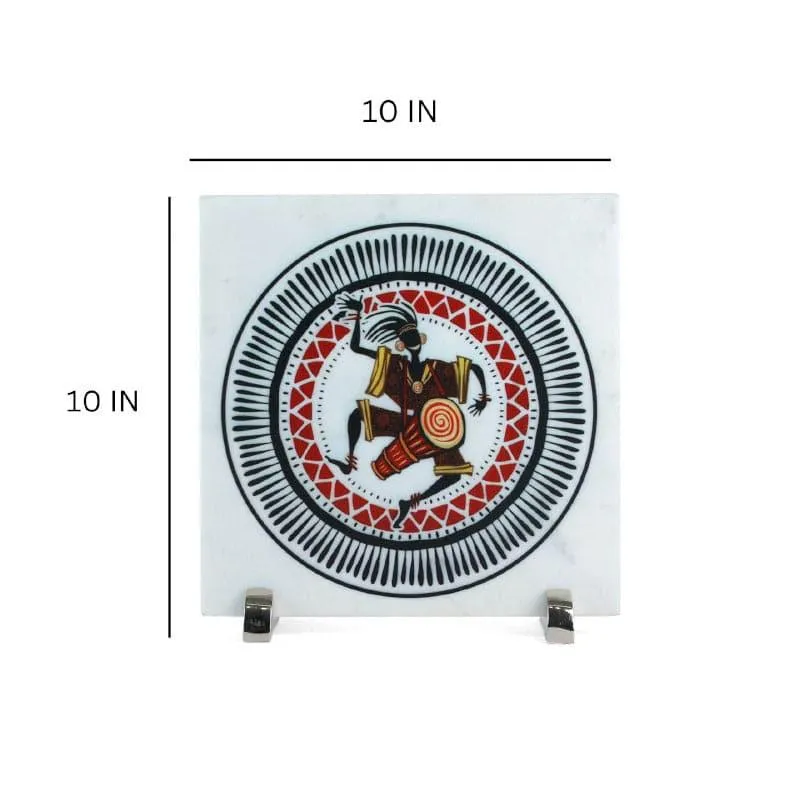 Tribal Dance Printed Marble Showpiece media 6