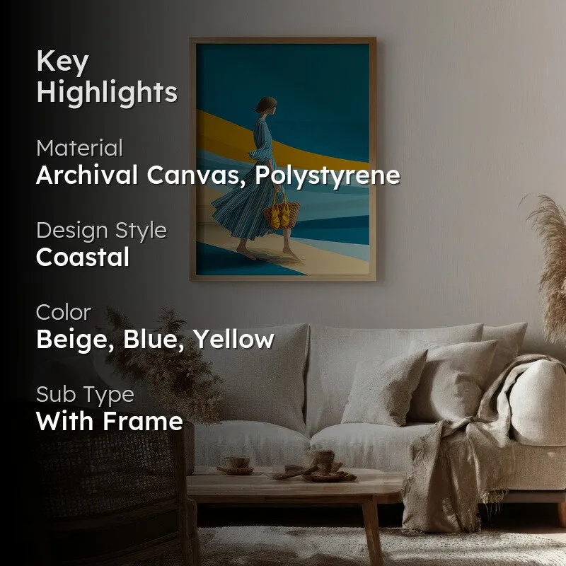 Ocean Air Canvas Wall Painting - Brown Frame media 2
