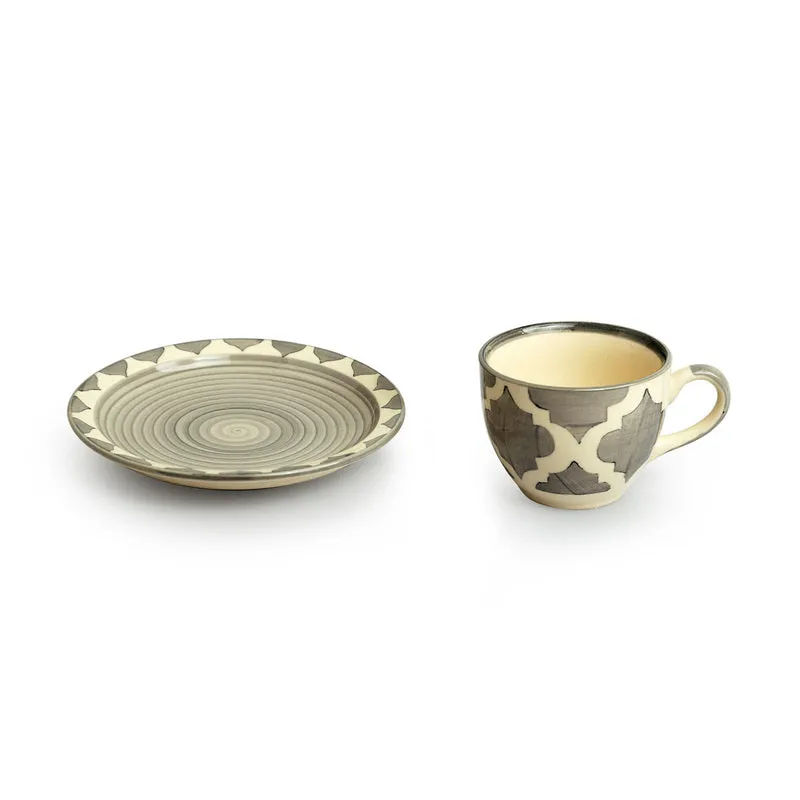 Mednia Grey Tea Cup & Saucer (120 ML) - Twelve Piece Set media 4