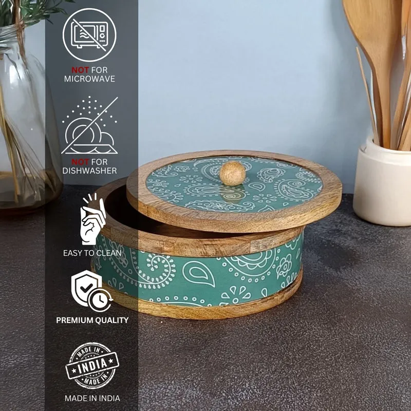 Rasva III Wood Roti Box - Teal media 5