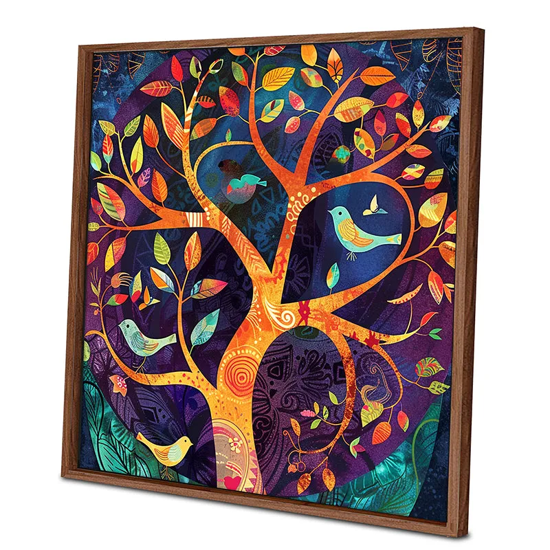 Psychedelic Trees Wall Art With Frame - Brown media 2