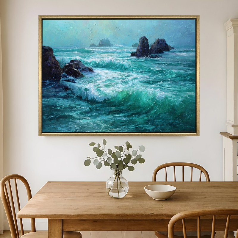 Seafoam Canvas Wall Painting With Frame
