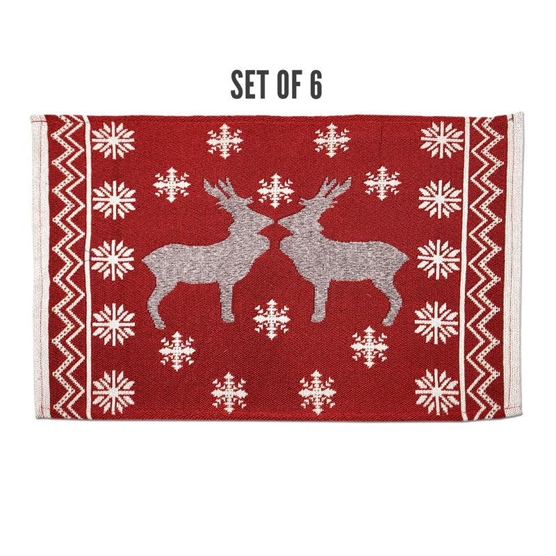 Crimson Stag Jacquard Woven Placemat With Runner - Seven Piece Set media 6