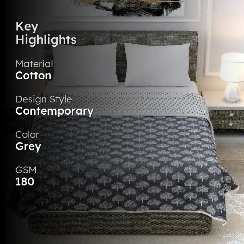 Akshat Ethnic Reversible Cotton Dohar (Grey) - 180 GSM media 2