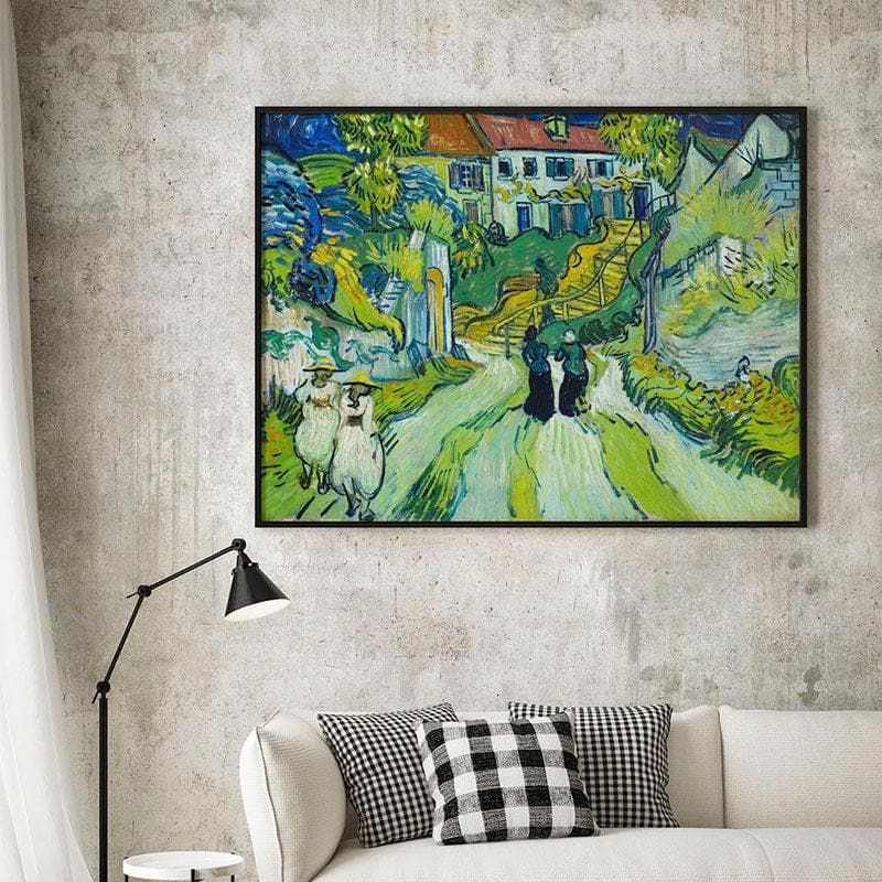 Stairway Canvas Painting - Black Frame