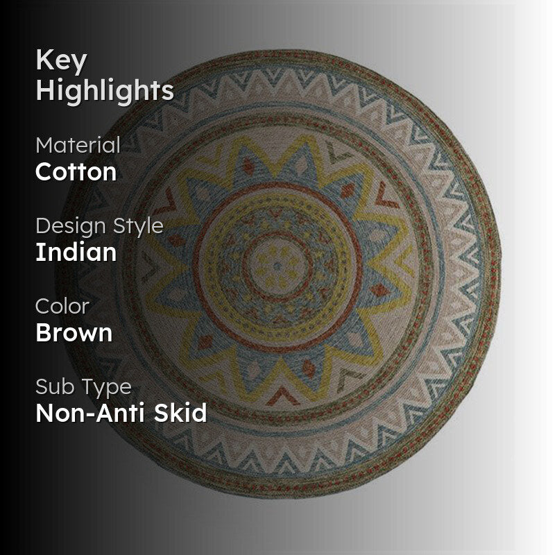 Moro Ethnic Round Cotton Rug media 2