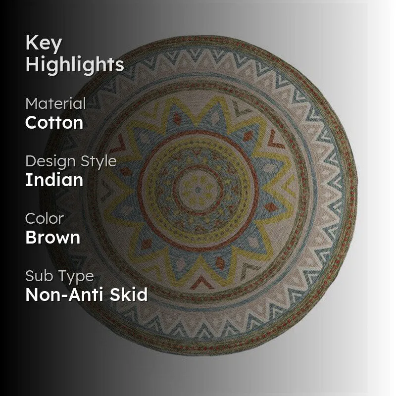 Moro Ethnic Round Cotton Rug media 2