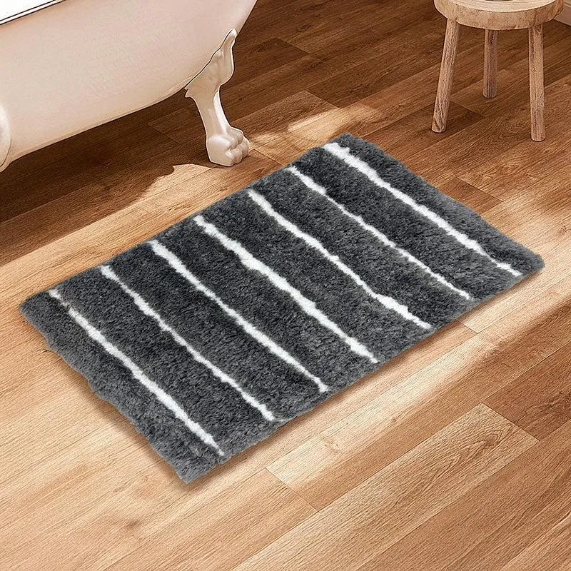 Nautica Riviera Lines Striped Anti-Skid Bath Mat - Dark Grey media 1